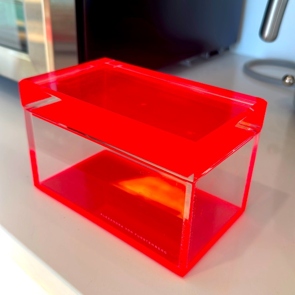 Neon red and clear acrylic Alexandra von Furstenberg small Treasure box